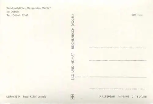 Waldgaststätte Margarethen-Mühle bei Döbeln - Foto-AK Großformat 1984 - Verlag Bild und Heimat Reichenbach