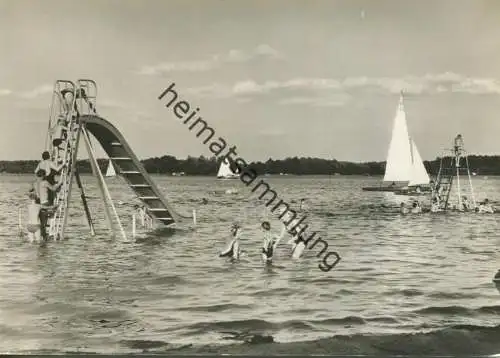 Wendisch-Rietz - Badestrand am Scharmützelsee - Foto-AK Grossformat - Verlag H. Sander KG Berlin 1969 gel.
