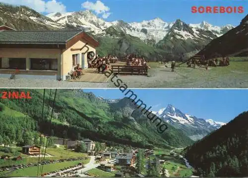 Zinal et le Restaurant Sorebois - Weisshorn - Zinalrothorn - Ansichtskarte Großformat