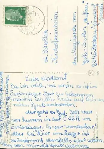 Berlin - Köpenick - Der Müggelturm - Ansichtskarte Grossformat 1967 - Verlag Felix Setecki Berlin gel. 1968