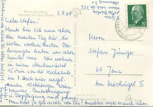 Berlin - Karlshorst - Hermann Dunker Strasse - Fot-AK Grossformat - Verlag H. Sander Berlin gel. 1969