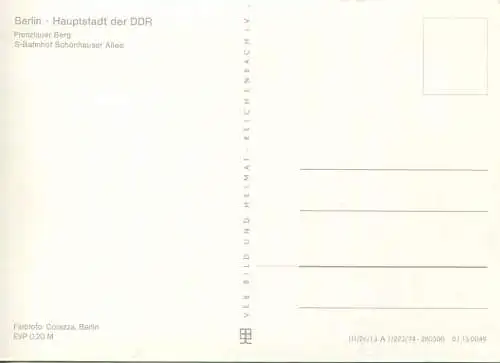 Berlin - Prenzlauer-Berg - S-Bahnhof Schönhauser Allee - Ansichtskarte Grossformat 1974 - Verlag VEB Bild und Heimat Rei