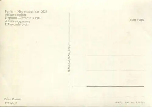 Berlin - Alexanderplatz - Foto-AK Großformat 1973 - Planet-Verlag Berlin