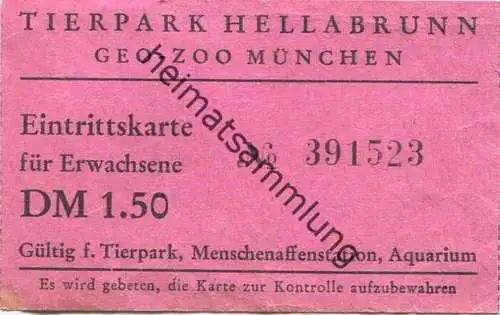 Deutschland - Tierpark Hellabrunn Geo-Zoo München - Eintrittskarte