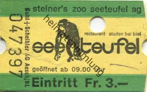 Schweiz - Steiner 's Zoo Seeteufel Studen - Eintrittskarte