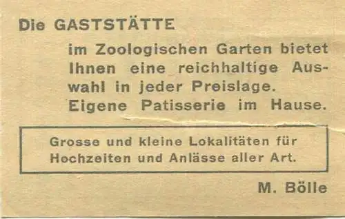 Schweiz - Zoologischer Garten Basel - Eintrittsbillet
