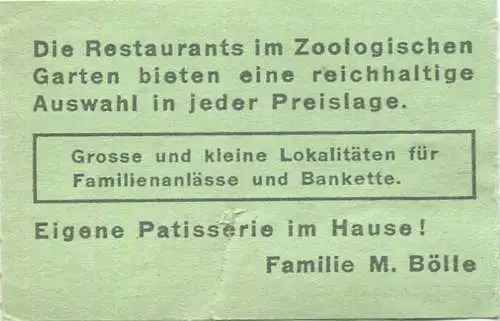 Schweiz - Zoologischer Garten Basel - Eintrittsbillet