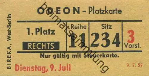 Deutschland - Odeon Berlin - Kinokarte 1957