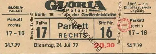 Deutschland - Gloria Palast an der Gedächtniskirche Berlin - Kinokarte 1979