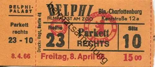 Deutschland - Delphi Filmpalast am Zoo Berlin - Kinokarte 1966