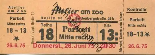 Deutschland - Aelier am Zoo Berlin - Kinokarte 1975
