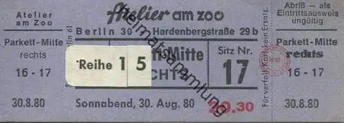 Deutschland - Atelier am Zoo Berlin - Kinokarte 1980