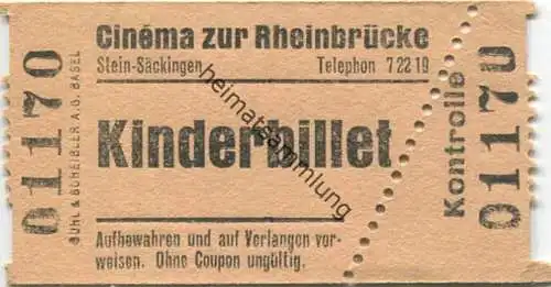 Schweiz - Cinema zur Rheinbrücke - Stein-Säckingen - Kinderbillet