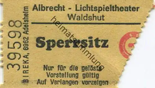 Deutschland - Albrecht - Lichtspieltheater Waldshut - Kinokarte