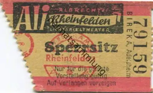 Deutschland - Ali Rheinfelden Albrecht Lichtspieltheater - Kinokarte