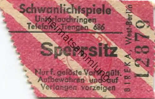 Deutschland - Schwanlichtspiele Unterlauchringen - Kinokarte