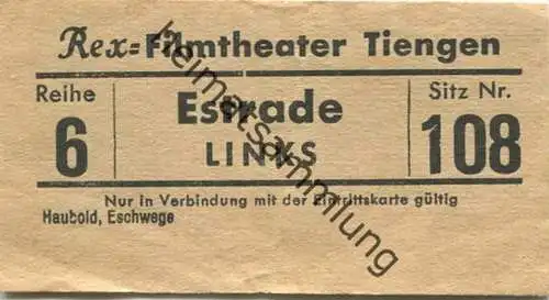 Deutschland - Rex Filmtheater Tiengen - Kinokarte