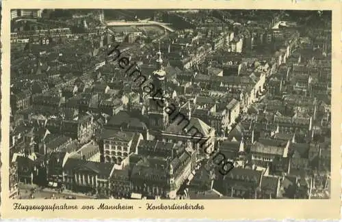 Mannheim - Konkordienkirche - Foto-Ansichtskarte - Flugzeugaufnahme - Verlag Badisch-Pfälzische Flugbetrieb AG Mannheim