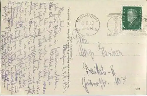 Mannheim - Fliegeraufnahme - Verlag Badisch-Pfälzische Luft-Hansa AG Mannheim