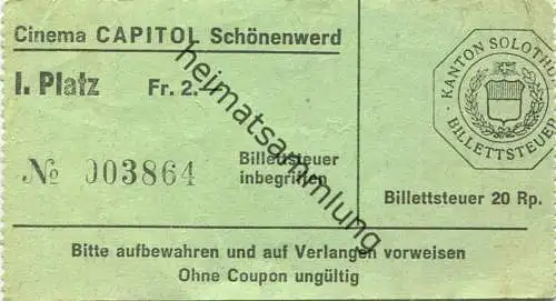 Schweiz - Cinema Capitol Schönenwerd - Kinokarte