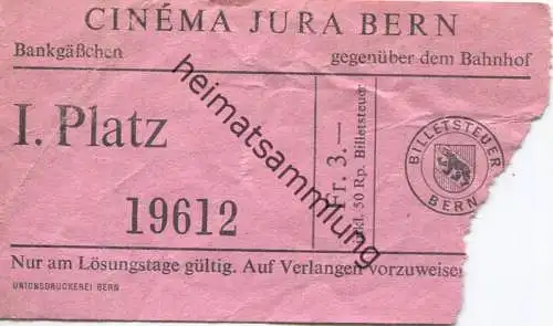 Schweiz - Cinema Jura Bern - Bankgässchen gegenüber dem Bahnhof - Kinokarte