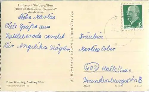 Stolberg - FDGB Erholungsheim Comenius - Wandelgang - Foto-Ansichtskarte