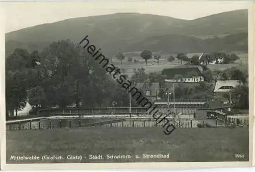 Miedzylesie - Mittelwalde - Städt. Schwimm- und Strandbad - Foto-Ansichtskarte