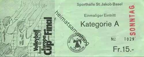 Schweiz - Volleyball Europa Cup-Final 1978 - Basel St. Jakob Sporthalle - Eintrittskarte