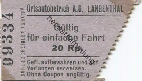 Schweiz - Ortsautobetrieb AG Langenthal - Fahrschein 20Rp.