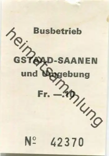 Schweiz - Busbetrieb Gstaad-Saanen und Umgebung - Fahrschein Fr. -.10