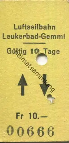 Schweiz - Luftseilbahn Leukerbad-Gemmi - Fahrkarte Fr. 10.-