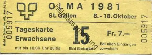 Schweiz - St. Gallen - Olma 1981 - Eintrittskarte