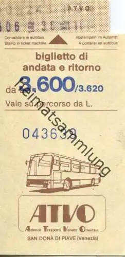 Italien - ATVO - biglietto - Bus-Fahrschein L. 3.600