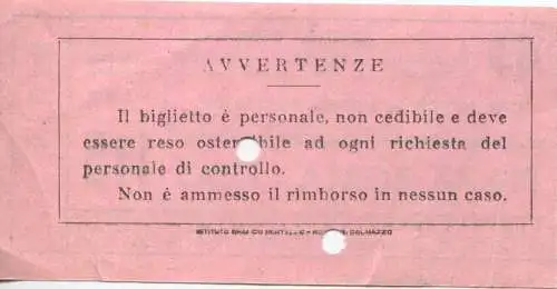 Italien - Azienda Comunale di navig. Interna Lagunare Venezia - Piazz. Roma - Lido - Fahrschein Lire 115