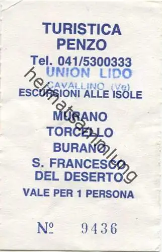 Italien - Union Lido - Cavallino - Turistica Penzo - Fahrschein