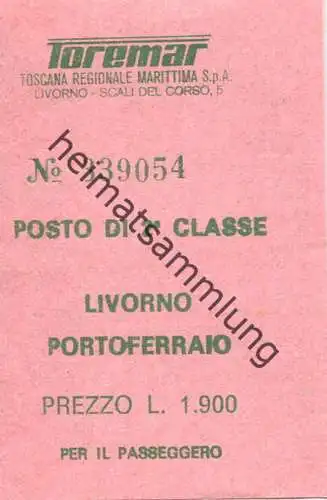 Italien - Livorno - Portoferraio - Fahrschein L. 1.900