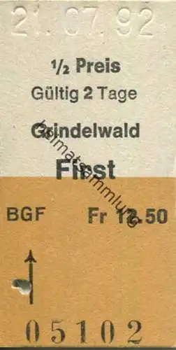 Schweiz - Gondelbahn BGF - Grindelwald First - Fahrkarte 1992