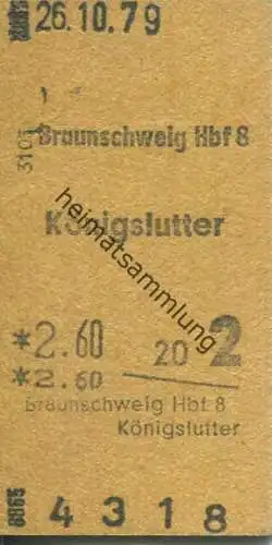 Deutschland - Braunschweig Hbf Königslutter - Fahrkarte 1979