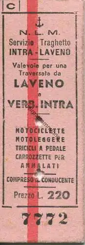 Italien - N.L.M. Navigazione Lago Maggiore - Servizia Traghetto Motociclette Motoleggere tricicli a Pedale Carrozzette