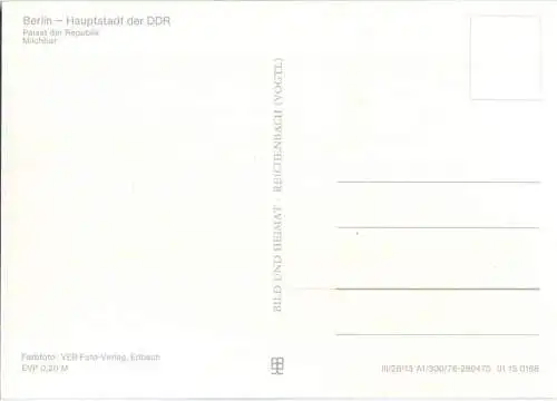 Berlin - Palast der Republik - Milchbar - Ansichtskarte Großformat - Verlag Bild und Heimat Reichenbach