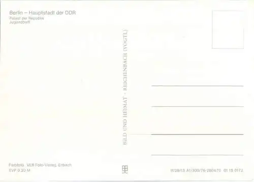 Berlin - Palast der Republik - Jugendtreff - Ansichtskarte Großformat - Verlag Bild und Heimat Reichenbach