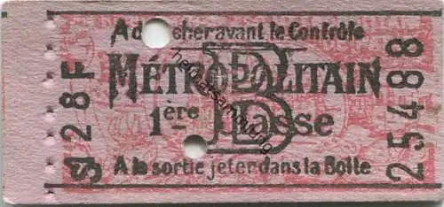 Frankreich - Metropolitain - 1ere Classe - Billet Fahrkarte