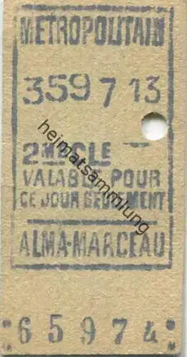 Frankreich - Metropolitain Alma-Marceau - 2me Cle - Billet Fahrkarte
