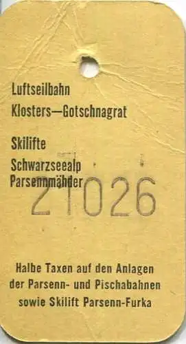 Schweiz - Gotschna Bahn - Tageskarte Erwachsene Fr. 20.-