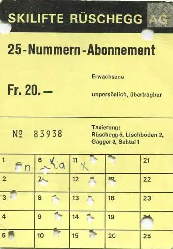 Schweiz - Skilifte Rüschegg - Abonnement