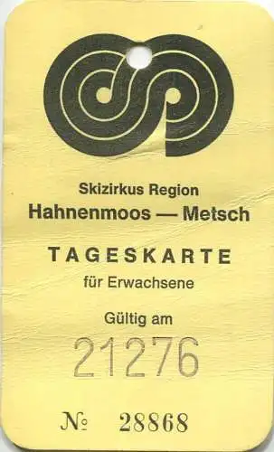 Schweiz - Skizirkus Region - Hahnenmoos Metsch - Tageskarte 1976