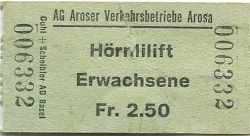 Schweiz - Aroser Verkehrsbetriebe - Hörnlilift