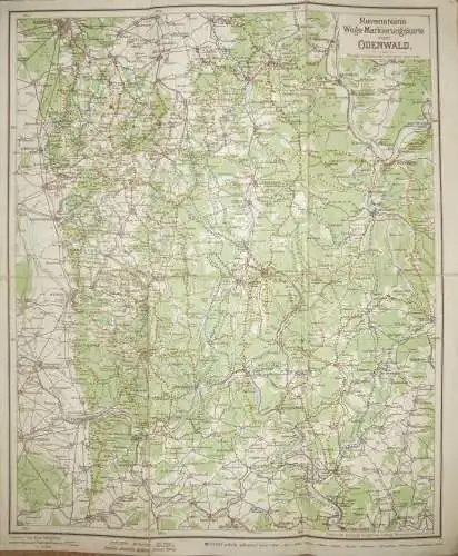 Ravensteins Wege- und Markierungskarte vom Odenwald und der Bergstrasse mit Darstellung auch der Nebenlinien in Original