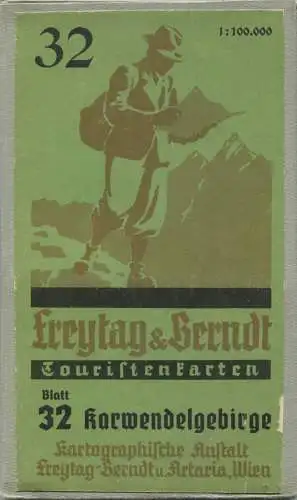 Karwendelgebirge 1952 - Touristenkarten - Blatt 32 Kartographische Anstalt Freytag-Berndt u. Artaria Wien - 64cm x 70cm