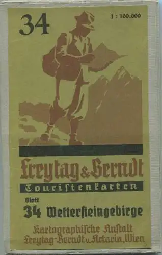 Wettersteingebirge 1951 - Touristenkarten - Blatt 34 Kartographische Anstalt Freytag-Berndt u. Artaria Wien - 64cm x 70c